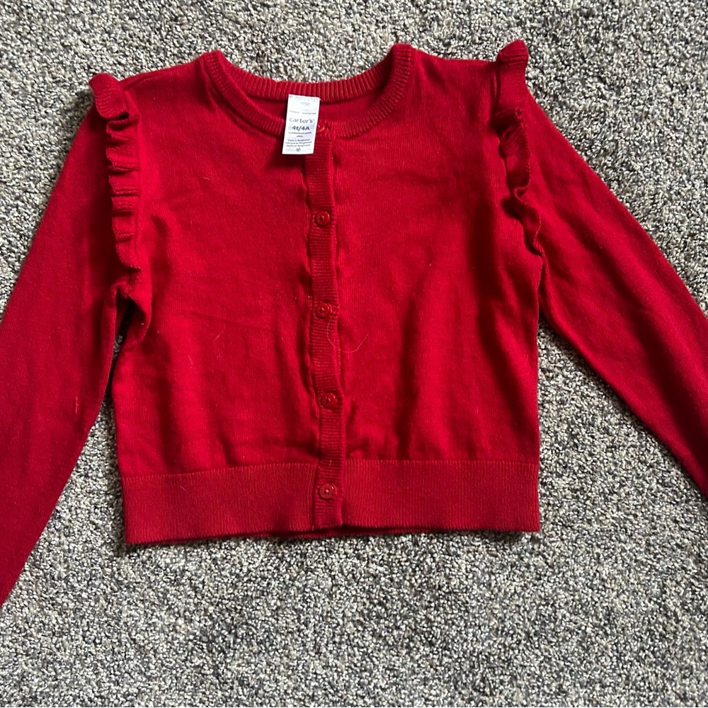 Carters red ruffle cardigan sweater
